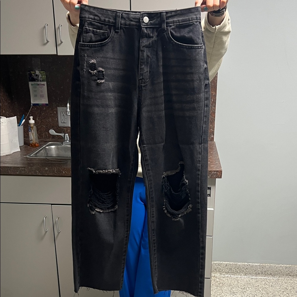 Distressed Black Jeans